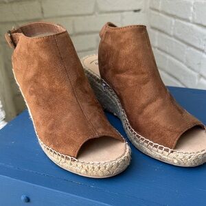 Brown ultra suede Wedge Sandals